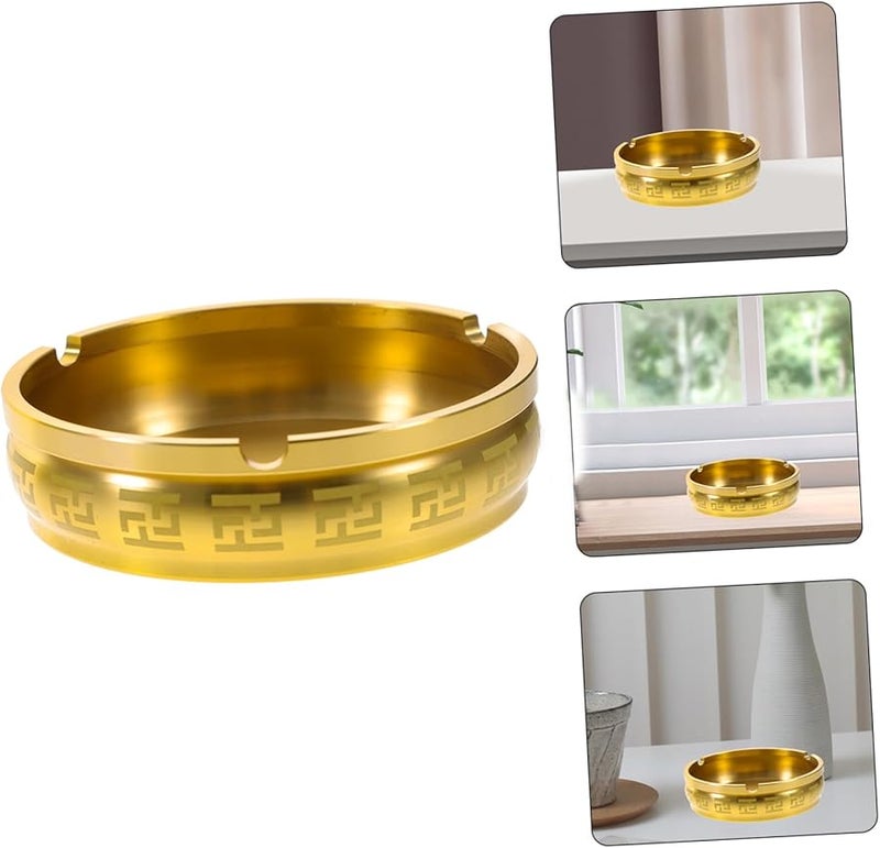 صينية سجائر معدنية مستديرة كلاسيكية بتصميم مدمج للمكتب وحواف ناعمة للمنزل والمكتب - Image 5